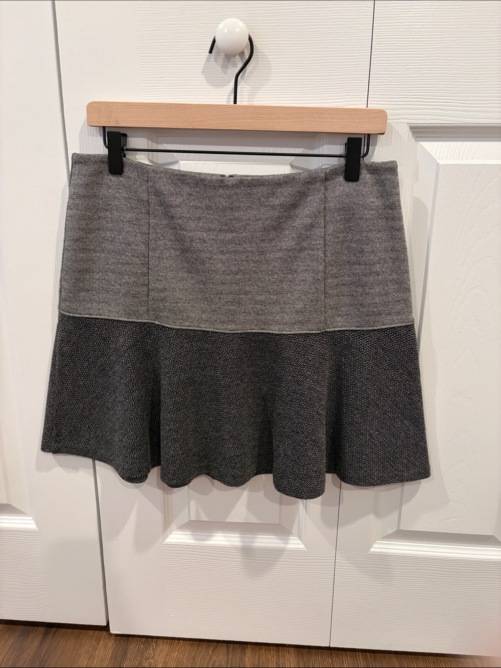 Theory Gray Two-Tone Flared Mini Skirt